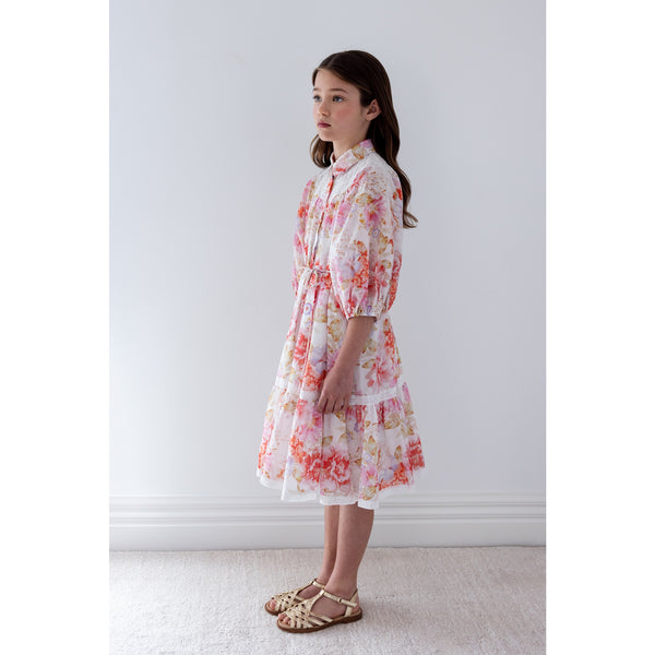 Petite Amalie Delicate Bouquet Dress With Lace Yoke (1493)