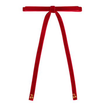 Le Enfant Gold Thread Cherry Bows Velvet - Red (FINAL SALE)