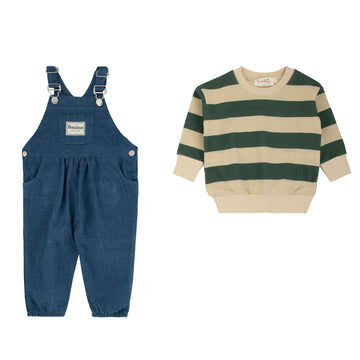 Bondoux Striped Green 2 Pcs Romper Set (462LG)