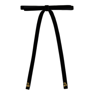 Le Enfant Gold Thread Cherry Bows Velvet - Black (FINAL SALE)