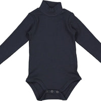 Harti Shells Navy Onesie Mock Neck Long Sleeves Ribbed