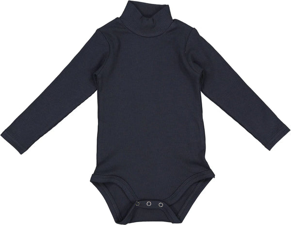 Harti Shells Navy Onesie Mock Neck Long Sleeves Ribbed