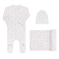 Ely's & Co Organic Cotton Cluster Flower Collection Ivory / Pink Standard 3 Pc Set