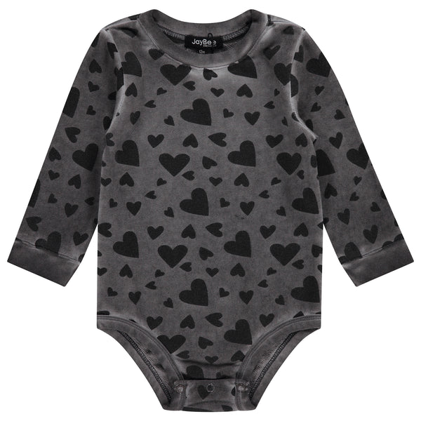 Jaybee Grey/Black Denim Denim Print Sweatshirt onesie