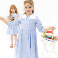 Nounelle Striped Double Breasted Dress 3/4 Sleeve