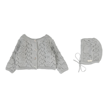 Lilette by Lil Legs Light Blue Lilette Popcorn Weave Cardigan Set