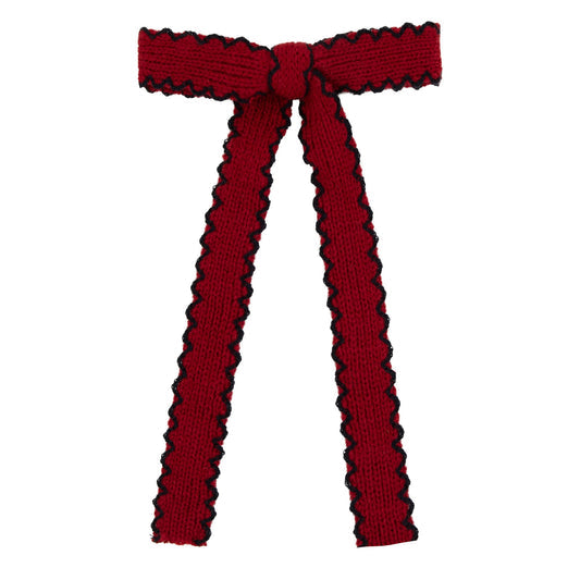 Edged Knit Bows - Burgundy