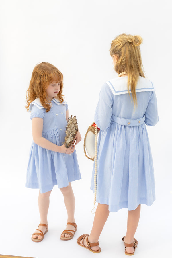 Nounelle Striped Double Breasted Dress- Short Sleeves