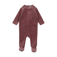 Lil Legs Velour Rhinestone Footie Dusty Plum