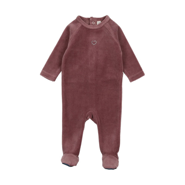 Lil Legs Velour Rhinestone Footie Dusty Plum