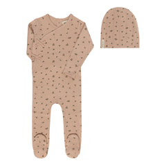Ely's & Co Floral Pointelle Collection Pink Footie + Beanie