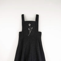 Popelin Dark Grey Woollen Dungaree Dress With Embroidered Yolk (Mod 35.3)