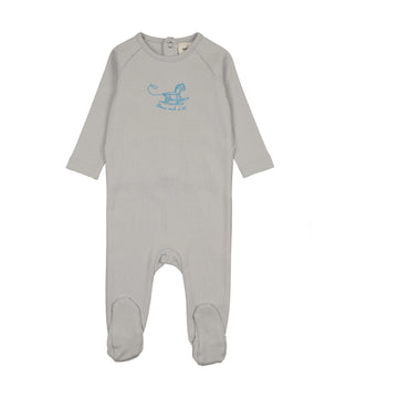 Mema Knits Horse Rocker Footie - Gray Dawn