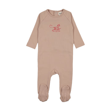 Mema Knits Horse Rocker Footie - Pale Pink