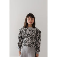 Pink Label By Petite Amalie Grey Black Rose Printed sweat top