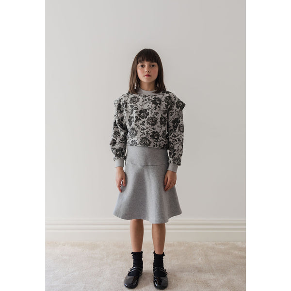 Pink Label By Petite Amalie Grey Black Rose Printed sweat top