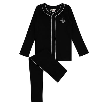 Noggi Button Down Loungewear Set - Black [217014-170]