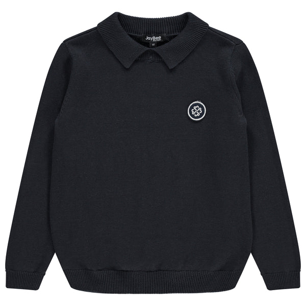 Jaybee Navy Tetured Knit Polo