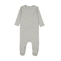 Mema Knits Floral Print Snap Back Footie - Navy Floral Print