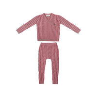 Zeebra Kids Dusty Pink Cable Knit Wrap Set