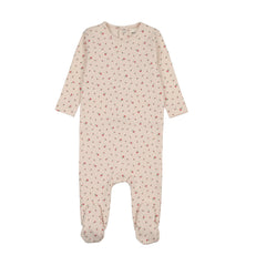 Mema Knits Floral Print Snap Back Footie - Pink Floral Print