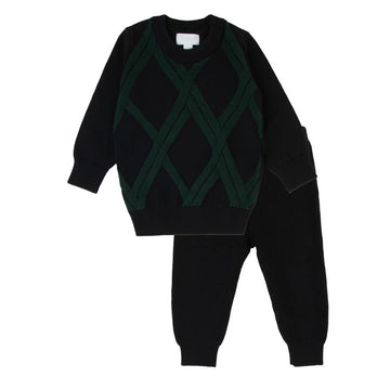 Rompp Arygle Cable Knit 2 Piece-Green