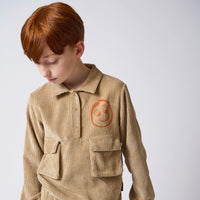 Loud Apparel Tan/Burnt Orange Blouse Cargo Pockets