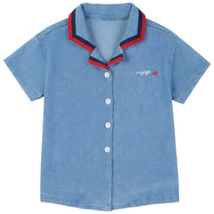Calla Lili Boy Nautical Shirt - Denim Blue
