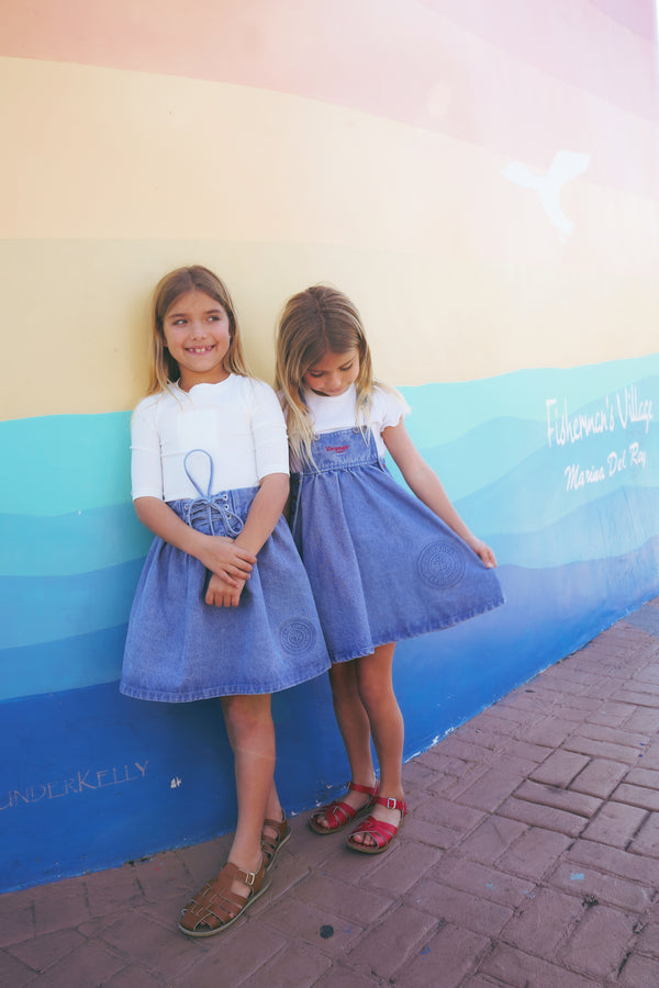 Calla Lili Girl Long Sleeve T-Shirt - White/Blue
