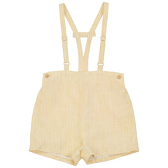 Calla Lili Boy Linen Shorts W Suspenders - Yellow