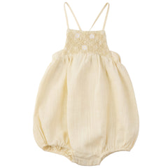 Calla Lili Baby Girl Linen Romper - Yellow (preorder)