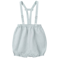 Calla Lili Baby Boy Linen Romper - Blue Sage