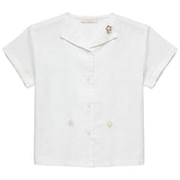 Calla Lili Boy Linen Shirt With House - White/Sand