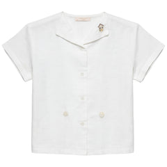 Calla Lili Boy Linen Shirt With House - White/Sand