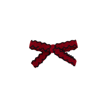Le Enfant Edged Knit Baby Bows (2pk) - Red (FINAL SALE)