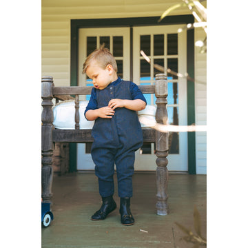 Calla Lili Baby Boy Romper With Pocket - Blue