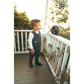 Calla Lili Baby Boy Romper With Pocket - Grey