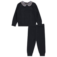 Jaybee Navy Peter Pan Plaid Sweater Set