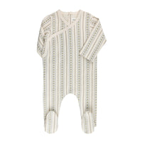 Ely's & Co Jersey Cotton Linear Tulip Ivory Blue Footie