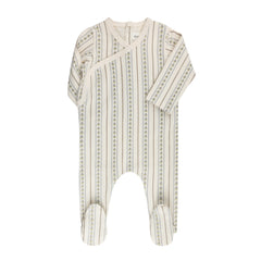 Ely's & Co Jersey Cotton Linear Tulip Ivory Blue Footie