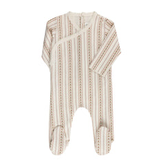 Ely's & Co Jersey Cotton Linear Tulip Ivory Pink Footie