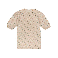 Ely's & Co Ribbed Floral Grid Pattern Collection Pink 3/4 Tshirt