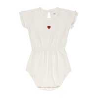 Ely's & Co Embroidered Heart and Star Collection- Heart/Ivory - Romper