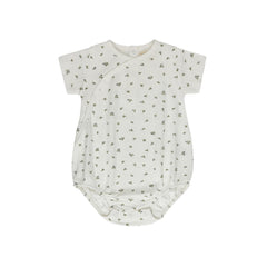 Ely's & Co Floral Pointelle Collection Ivory Blue Romper