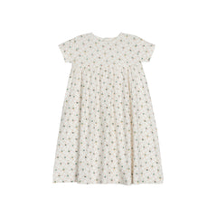 Ely's & Co Ribbed Floral Grid Pattern Collection Ivory Short Sleeve Dress