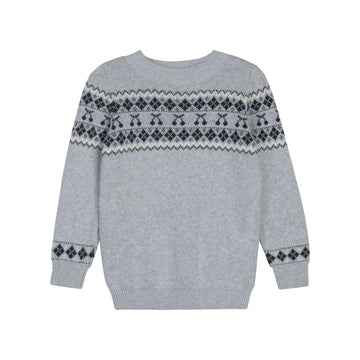 Looms Fair Isle Boys Sweater - Grey / Blue