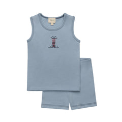 Aurora Cotton Crossstitch Lighthouse Collection Blue Tshirt + Shorts