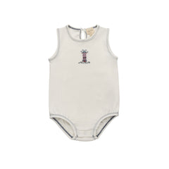 Aurora Cotton Crossstitch Lighthouse Collection Ivory Blue Romper