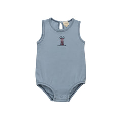 Aurora Cotton Crossstitch Lighthouse Collection Blue Romper