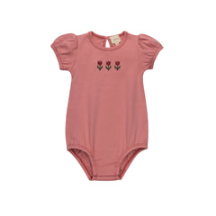 Aurora Cotton Crossstitch Tulip Collection Pink Romper